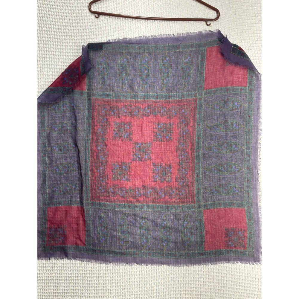 Boho Womens Unbranded Paisley Floral Square Scarf Wrap OS Purple Red